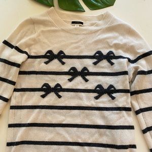 J.Crew 100% Cashmere crewneck sweater with bow stripe- Item AT821